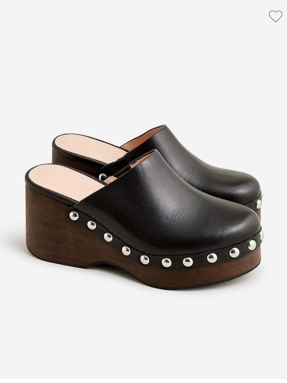 J.crew Black Leather Stud-Trim Platform Clog NWT - Women